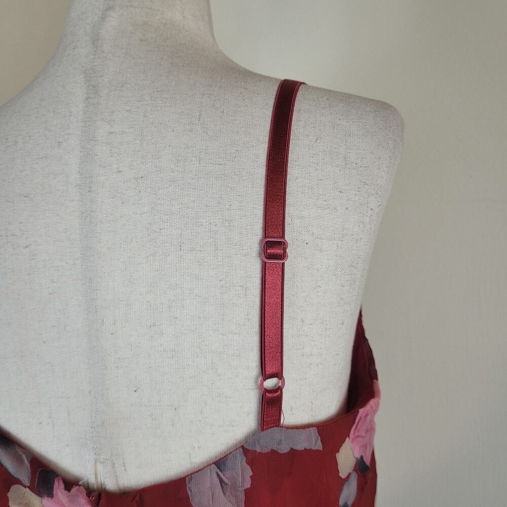 Vintage Necessary Objects Dress Medium Red Floral Fairy Apron Coquette Hi-Lo Y2K - Picture 6 of 11